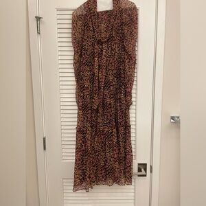 Ulla Johnson Midi animal print dress. Sheer puff sleeves and flattering fit.